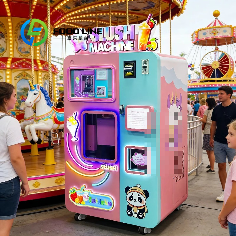 Slushie Machine Vending - プレミックス対応スラッシー自動販売機は、既製の業務用スラッシュベース液で正常に動作し、現場で原料を短縮加工して使用できます。