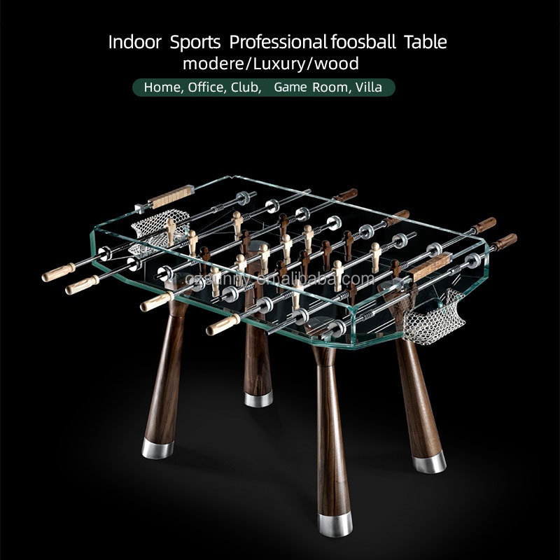 Foosball Table Commercial - 業務用プロ仕様フーズボールテーブル、ステンレス製ゴールデンサッカーマン、木製＆アクリルフレーム付き、屋内テーブルゲーム