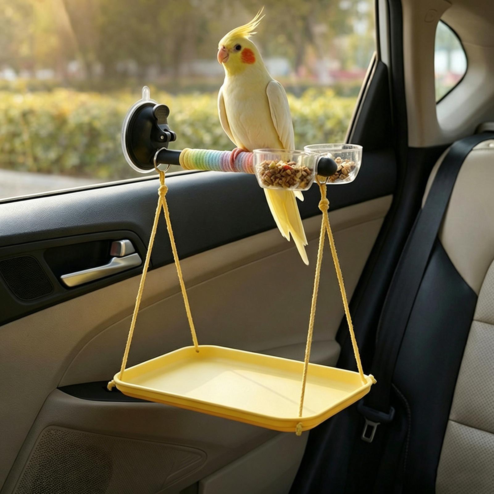 Racing Arcade Cabinet - 吸盤と糞便受け皿付きの鳥用窓飾り、インコ、オカメインコ、コニュア、オウム、ラブバード用の窓飾りおもちゃ、車や屋外に最適